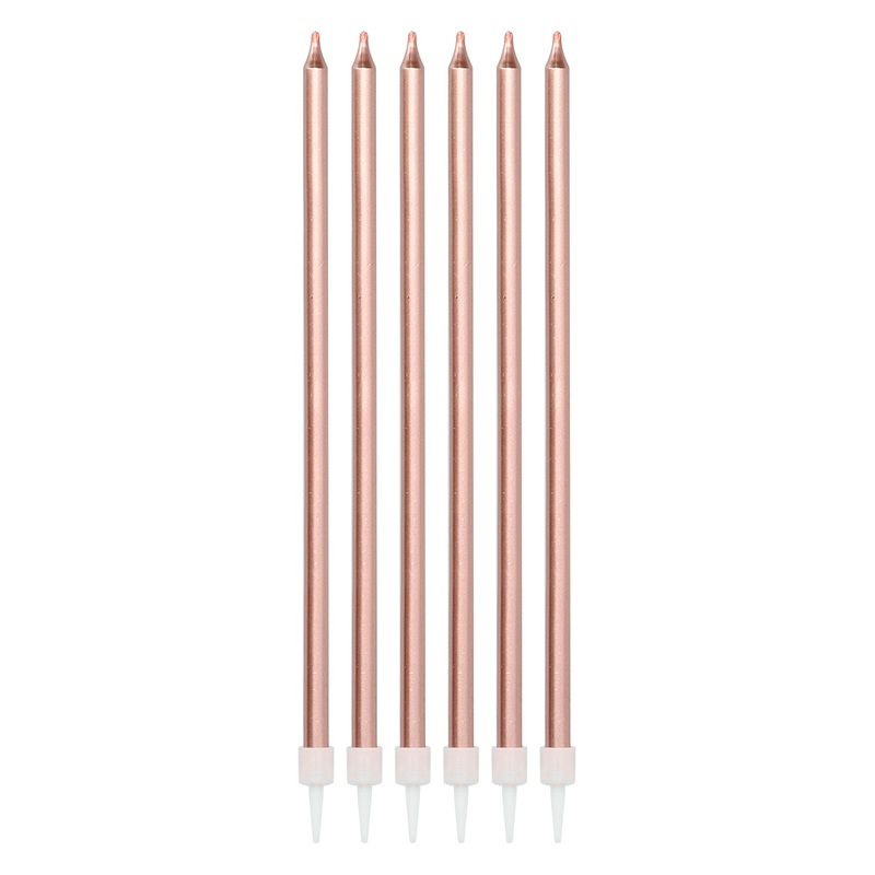 Candle set 16 pieces rose gold metallic