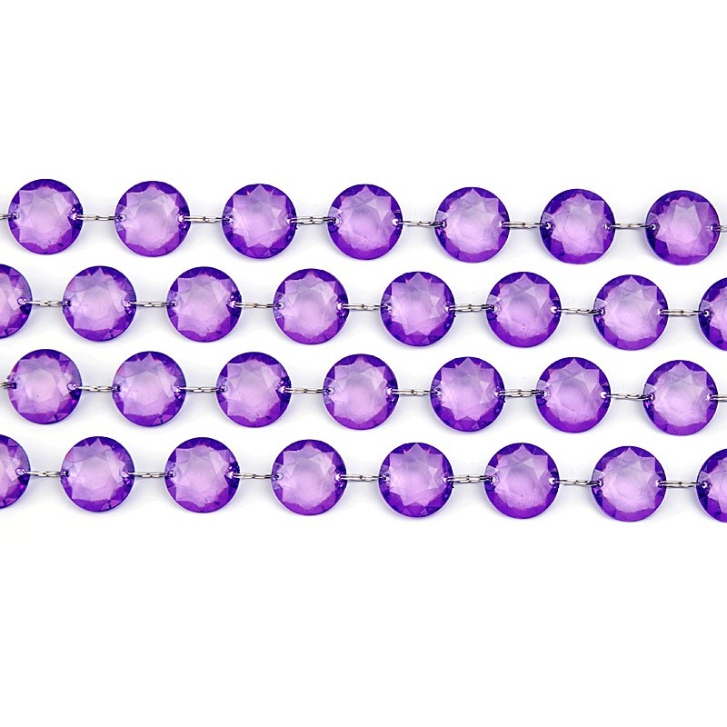 Crystal bead hanger dark purple 1m