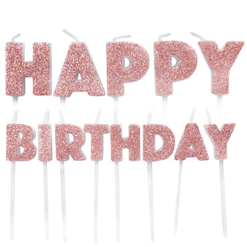 Glam Birthday cake candles rose gold 7cm