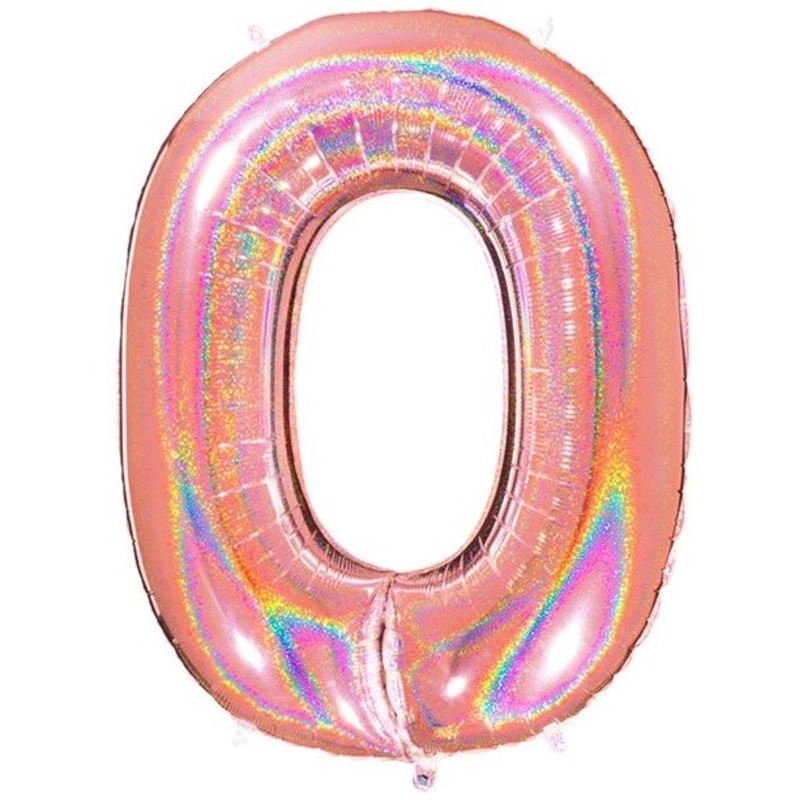 Holo number balloon 0 rose gold 1.01m