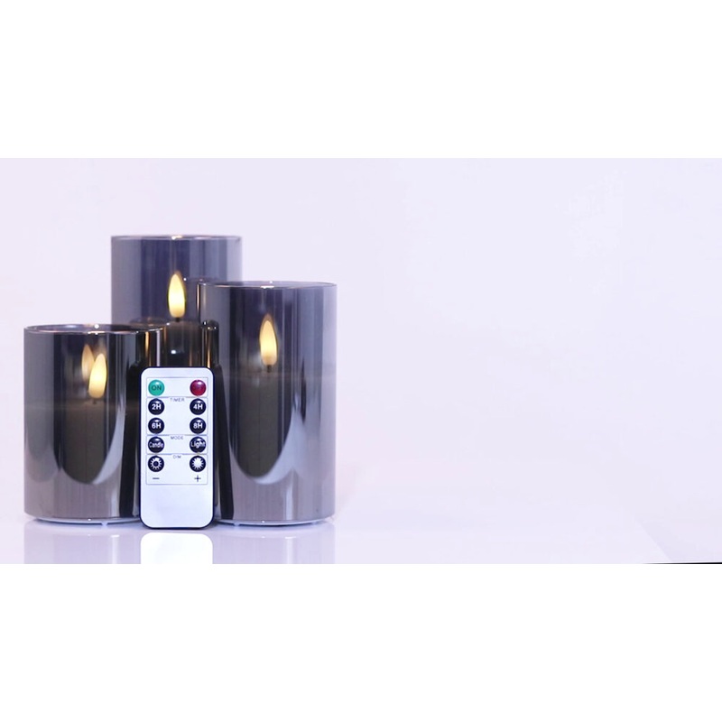 LED Echtwachskerzen im Glas warmwei batteriebetrieben 7,5cm 3 Stck fr Innen