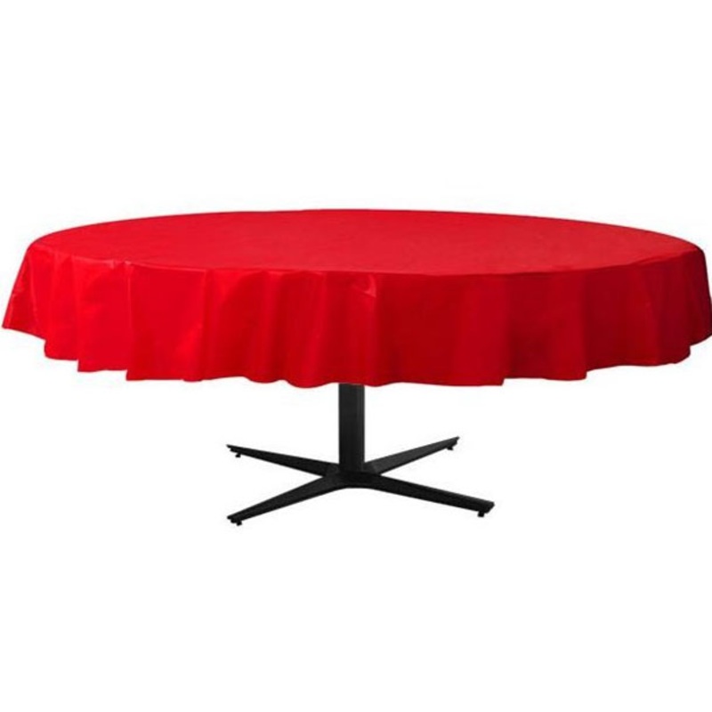 Red plastic tablecloth around 213cm