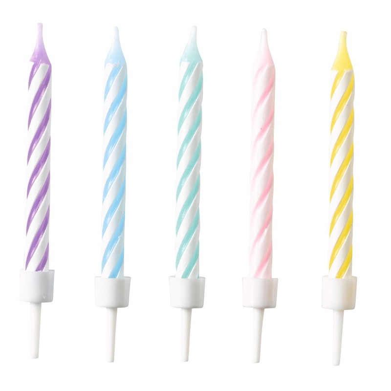 10 colorful pastel cake candles 7.5cm