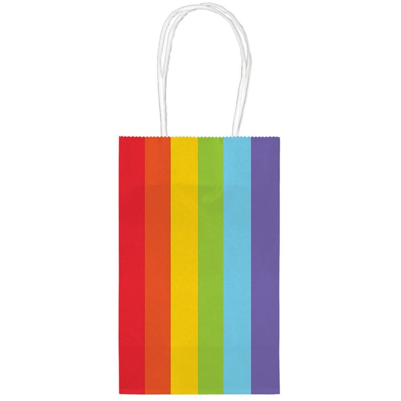 10 rainbow gift bags with handles 21cm