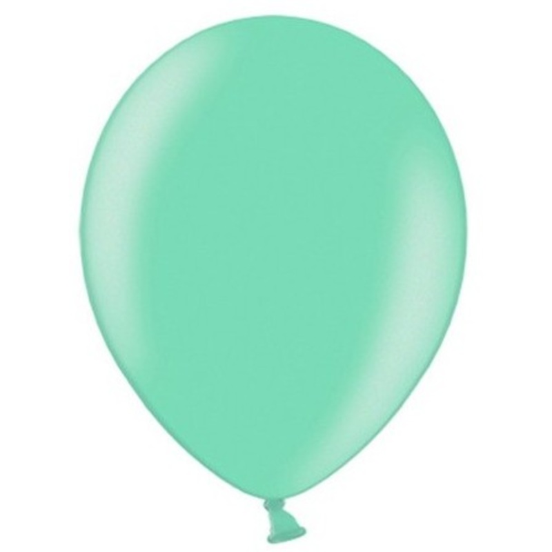 100 Celebration metallic balloons mint 25cm