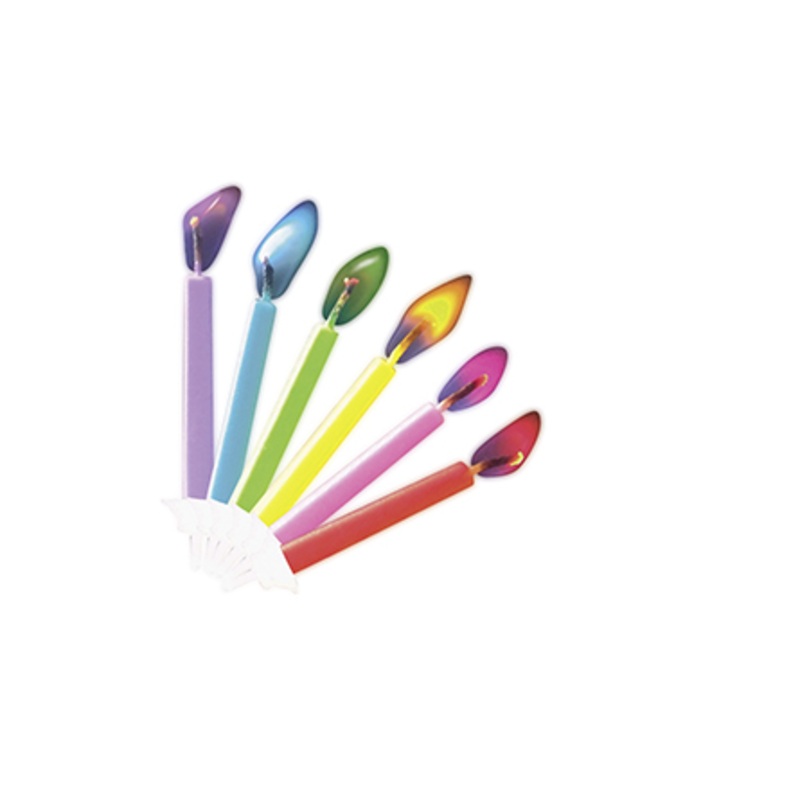 12 Colorful Birthday Cake Candles With Color Flame