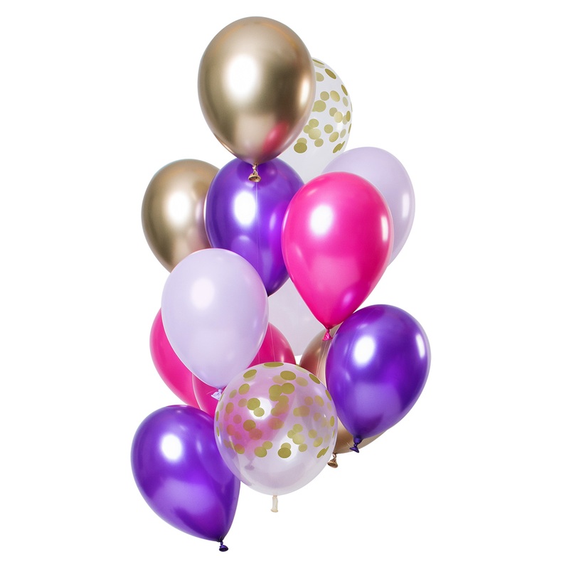 12 latex balloons purple colored