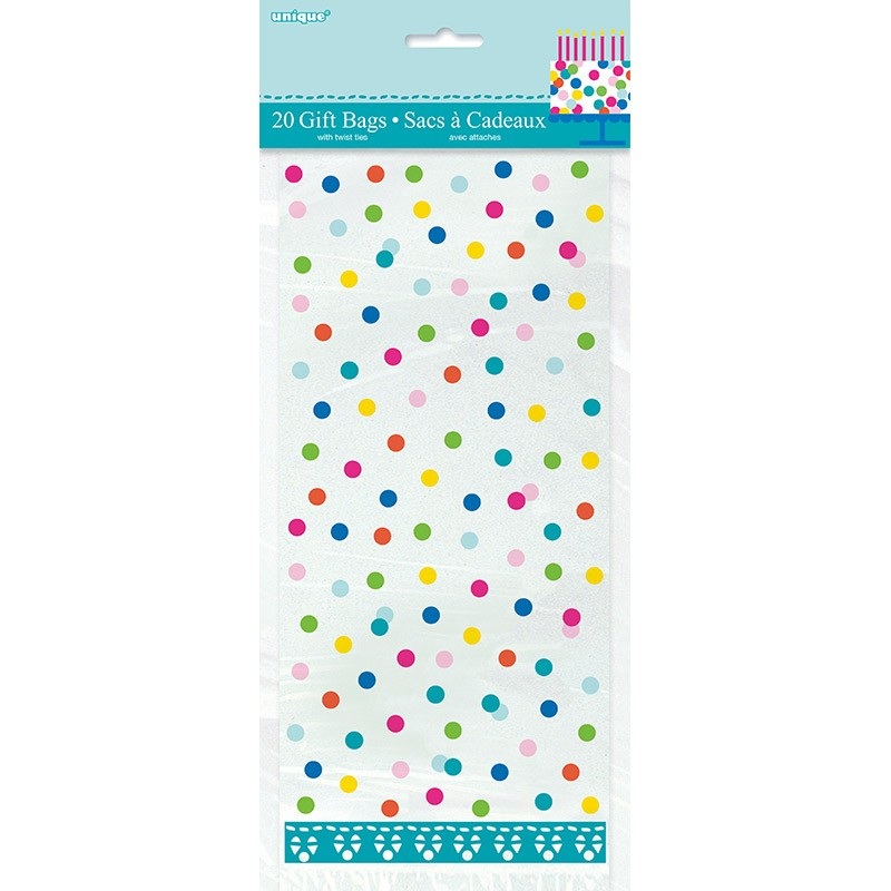 20 party gift bags Rio multicolored 12.5 x 29cm