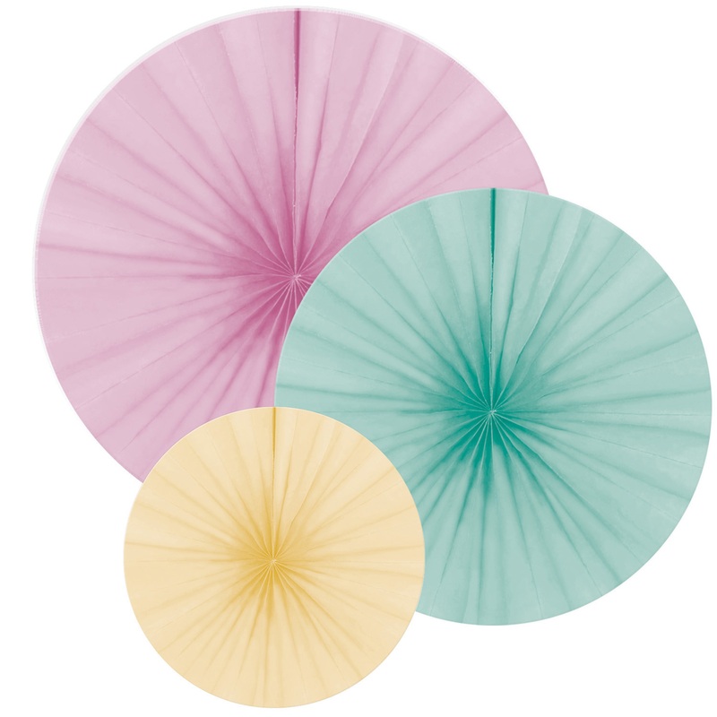 3 pastel birthday paper rosettes