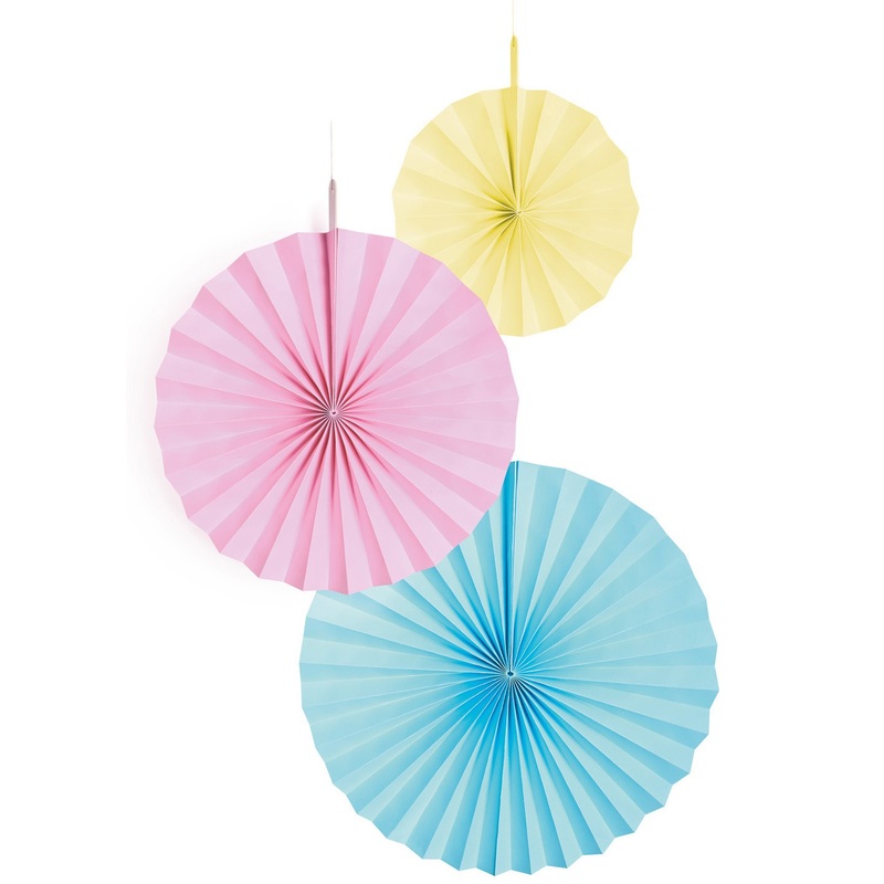 3 Shiny Pastel Rainbow Paper Rosettes