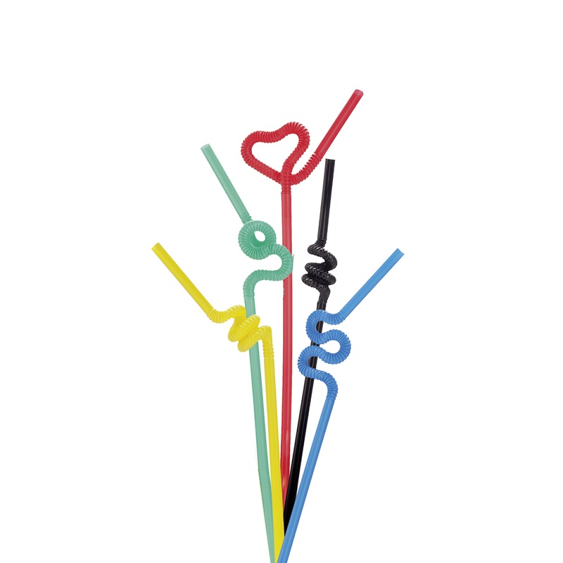 50 funny knots flexi straws colored 25cm