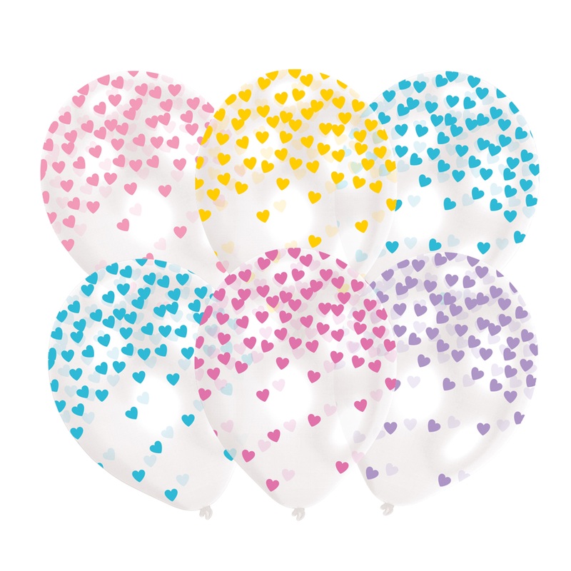 6 balloons heart confetti pastel