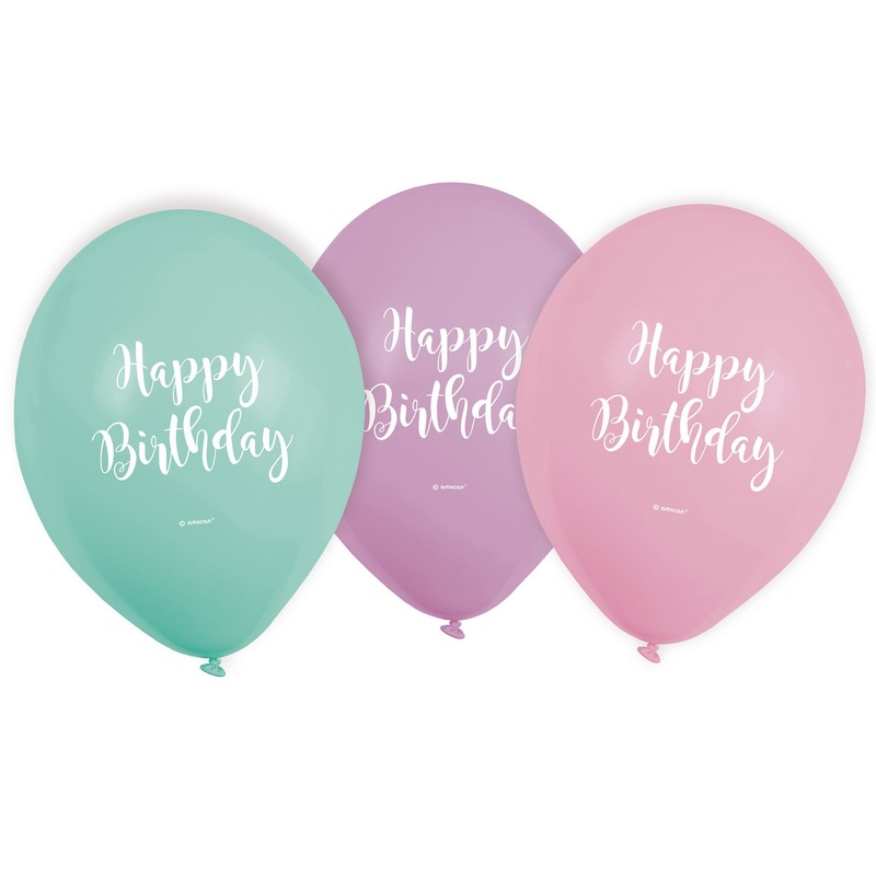 6 pastel birthday balloons 23cm