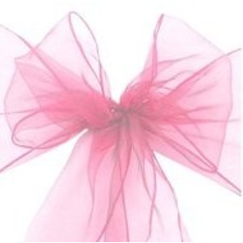 6 pink organza chair bows 3m x 22cm