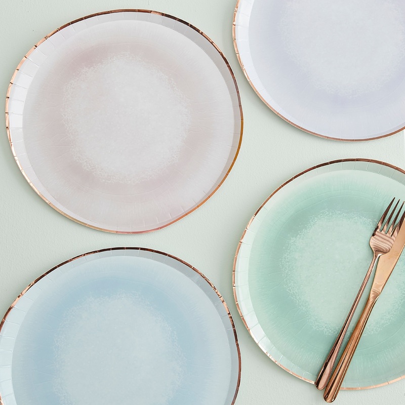 8 colorful pastel paper plates Portofino 24cm