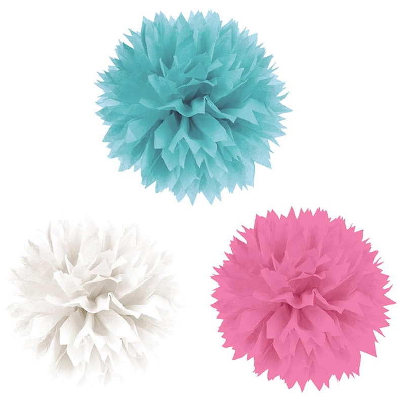 Fluffy pastel decoration balls Frosty 3 pieces