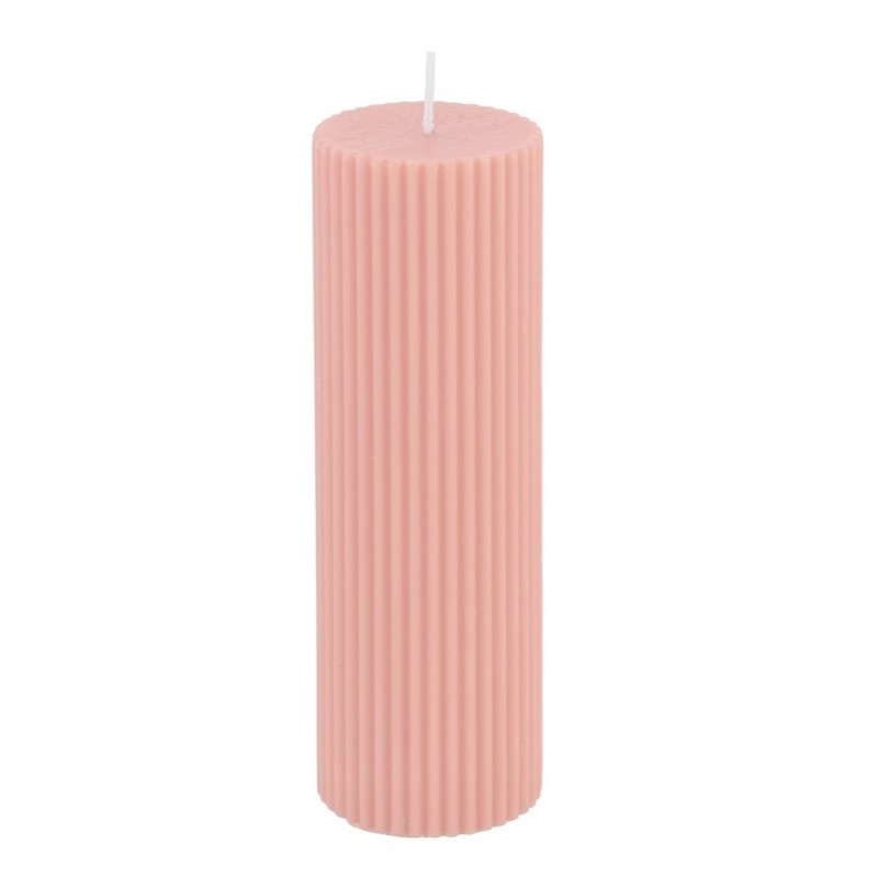 Pillar candle fluted old pink 5 x 15cm