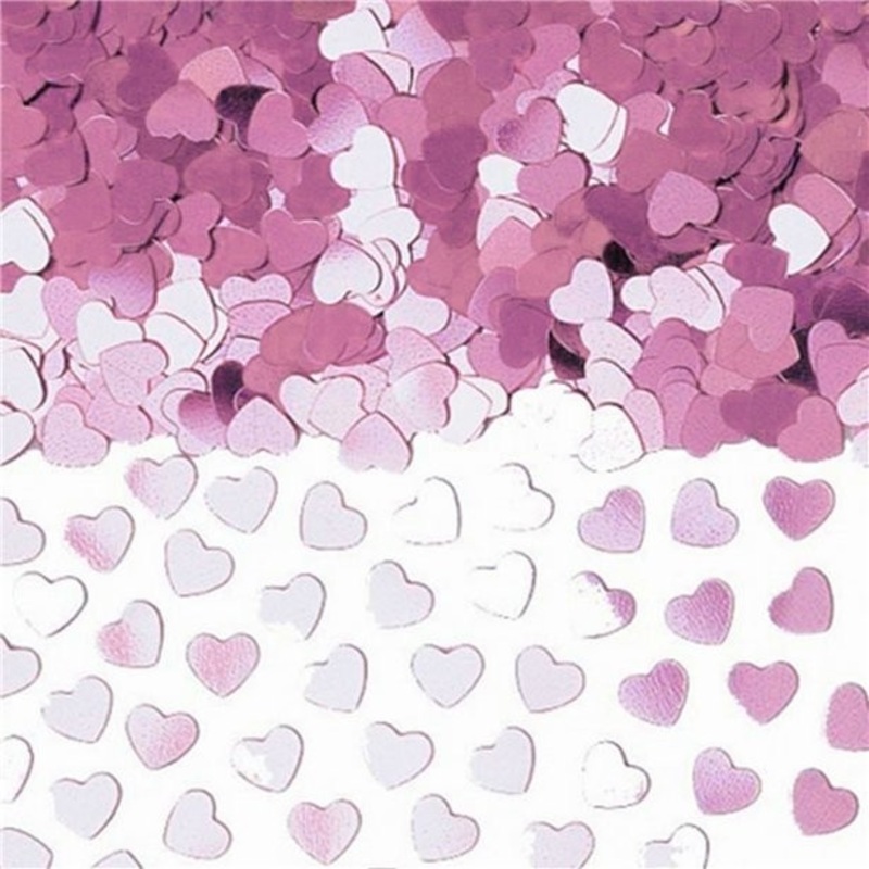 Pink Metallic Heart Confetti 14g