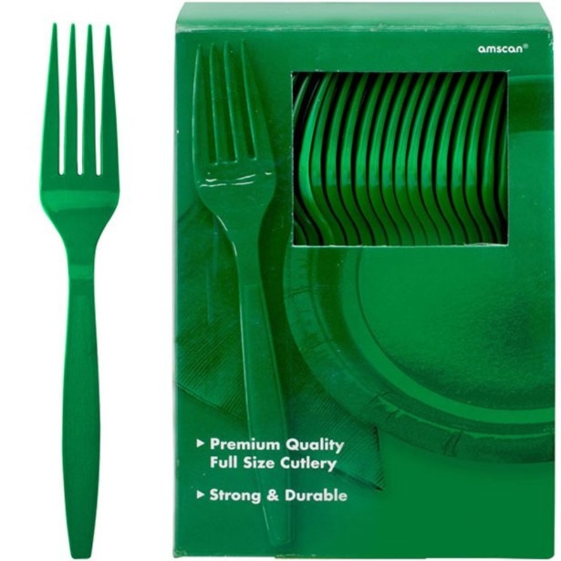 100 reusable plastic forks green