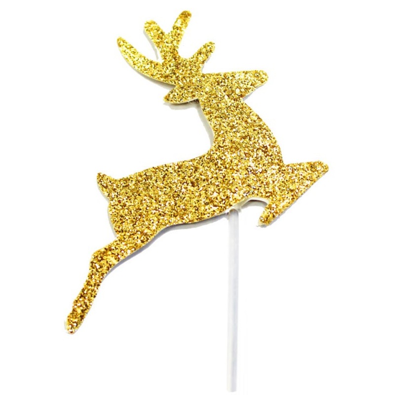 12 glittery deer muffin toppers