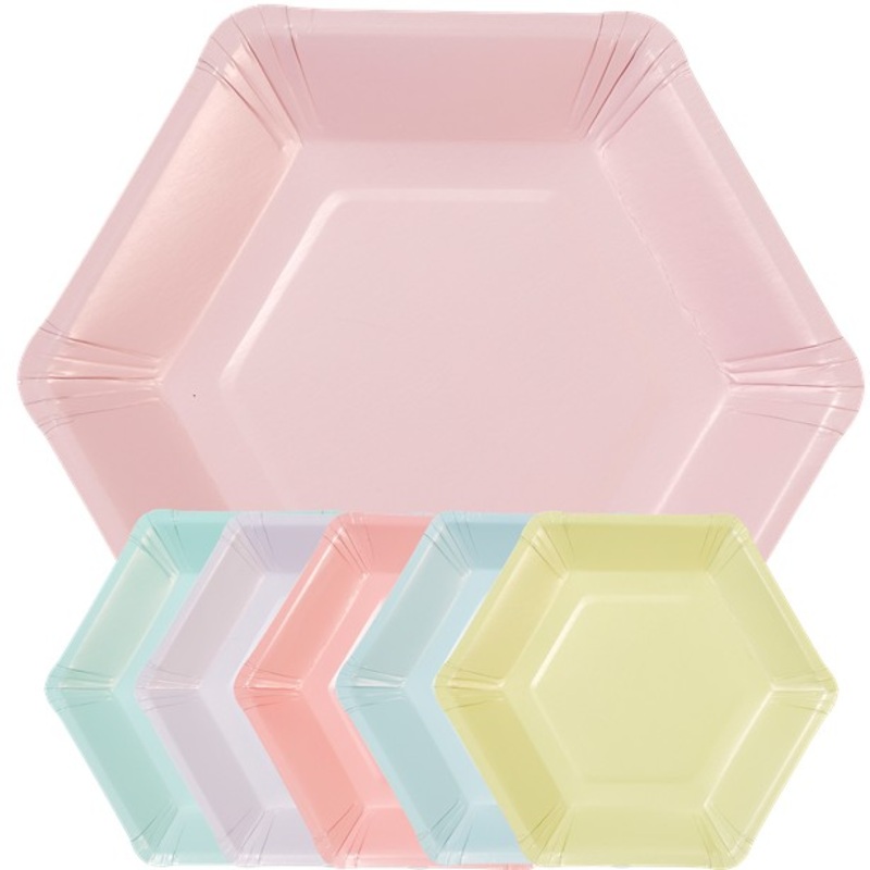 12 pastel birthday paper plates 18cm