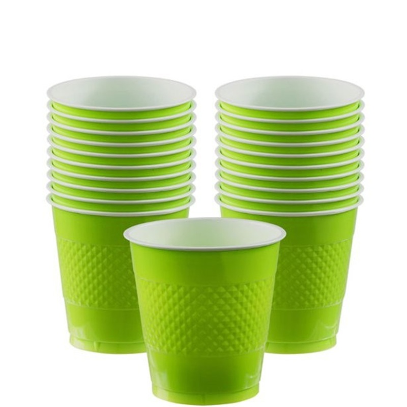 20 plastic party cups light green 266ml