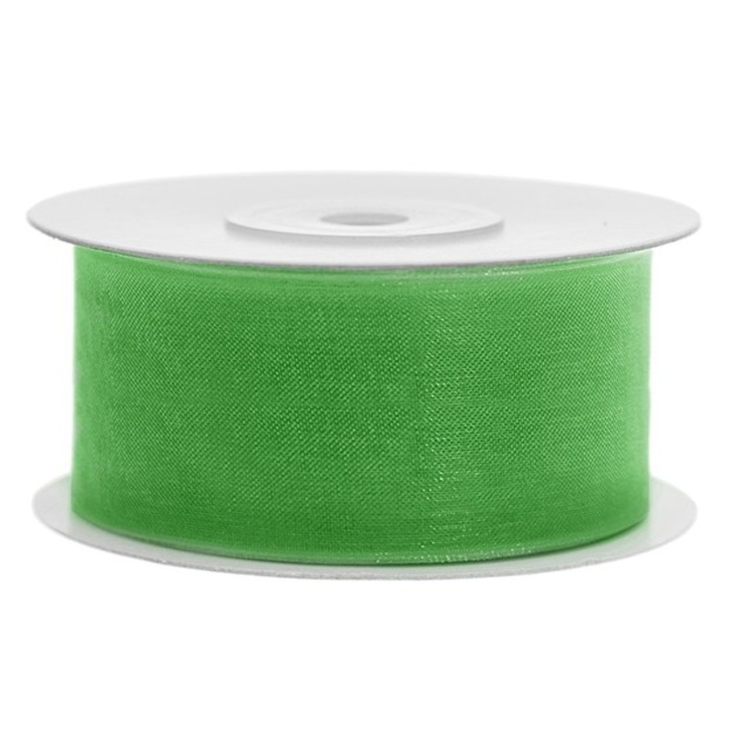 25m gift ribbon emerald green chiffon look