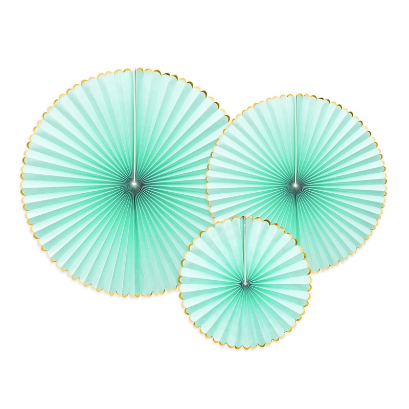 3 candy party paper rosettes mint