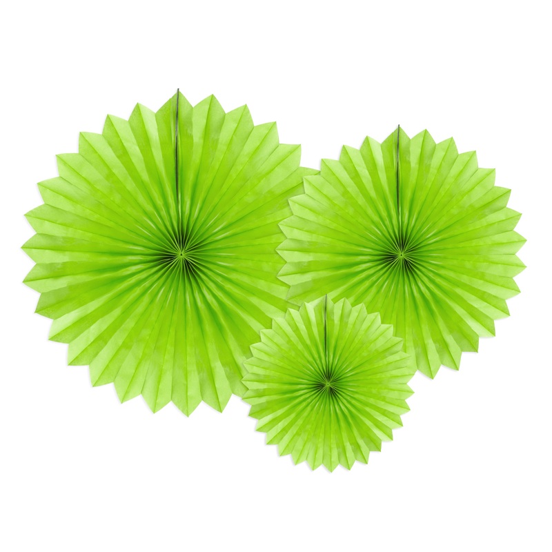 3 paper rosettes Partystar apple green