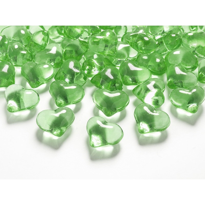 30 crystal scattered hearts light green