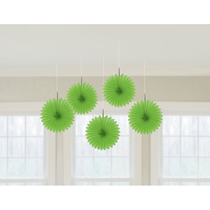 5 apple-green paper rosettes Juliane 15cm