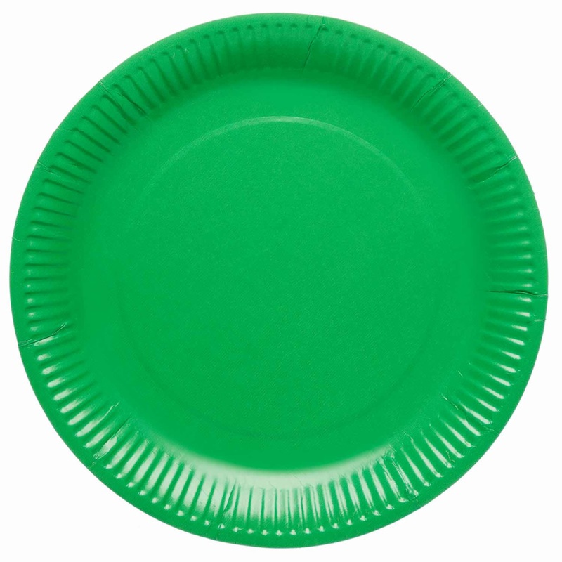 8 grasshopper green Eco paper plates 23cm