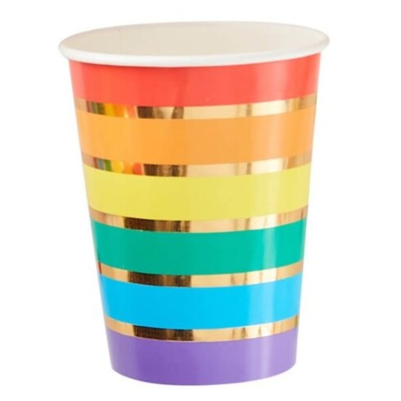 8 Rainbow Paper Cups 266ml