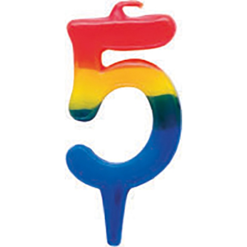 Colorful birthday cracker cake candle number 5