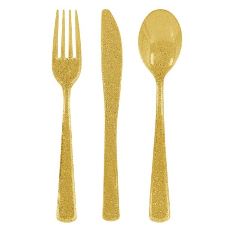 Gold glittering cutlery set 48 pieces