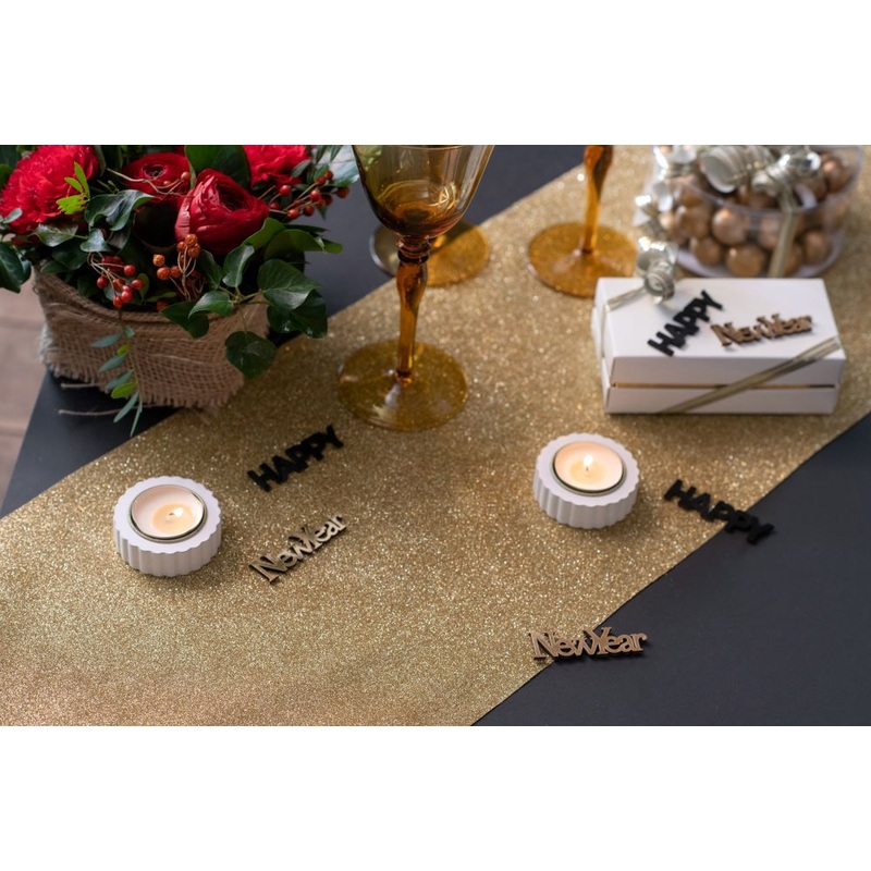 Gold shiny table runner 3m