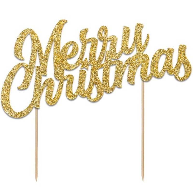 Golden Christmas Sparkle cake decoration 18cm