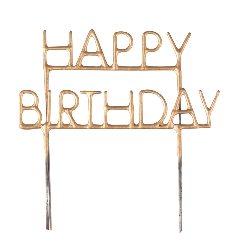 Golden happy birthday sparkler cake decoration
