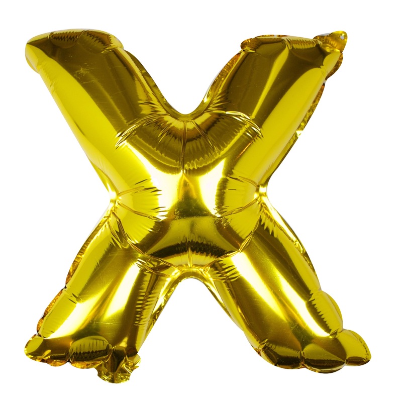 Golden X letter foil balloon 40cm