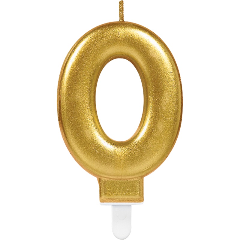 Number candle 0 metallic gold