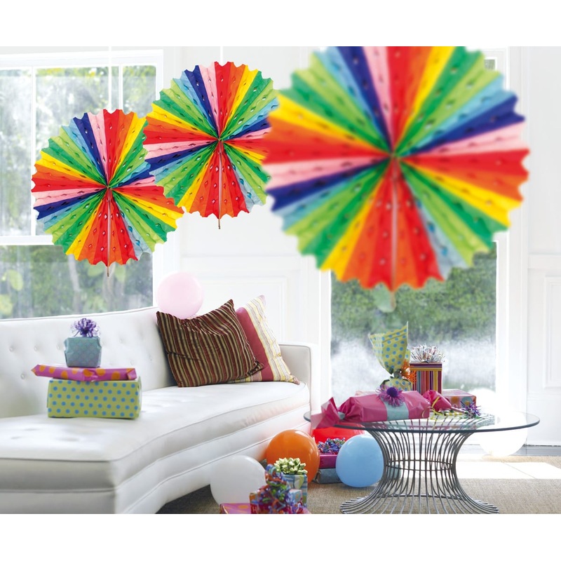 Striped honeycomb fan multicolour 45cm