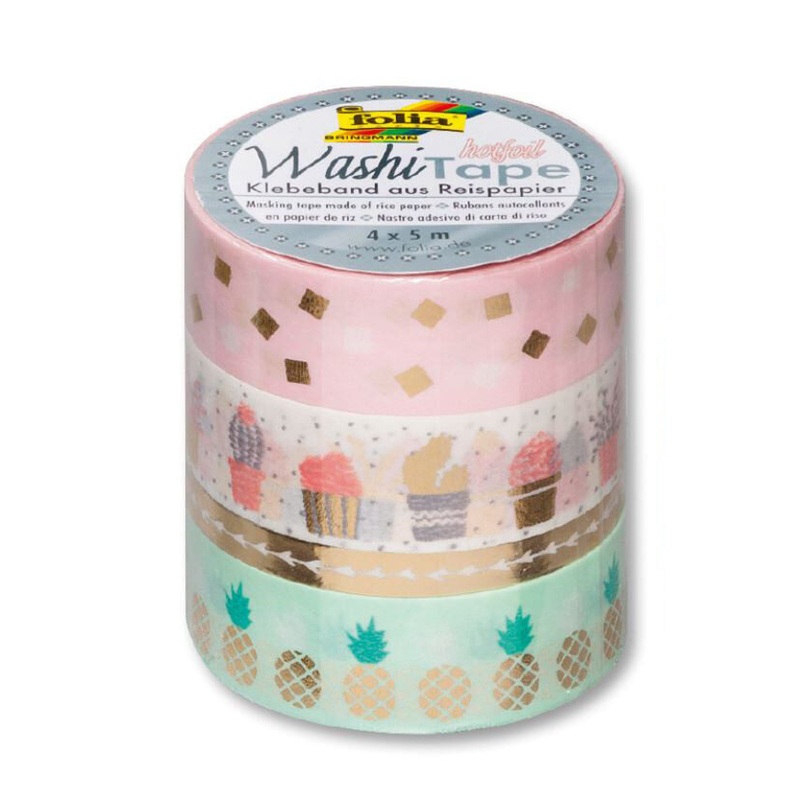Washi Tape Hotfoil gold 5m 4 Stck