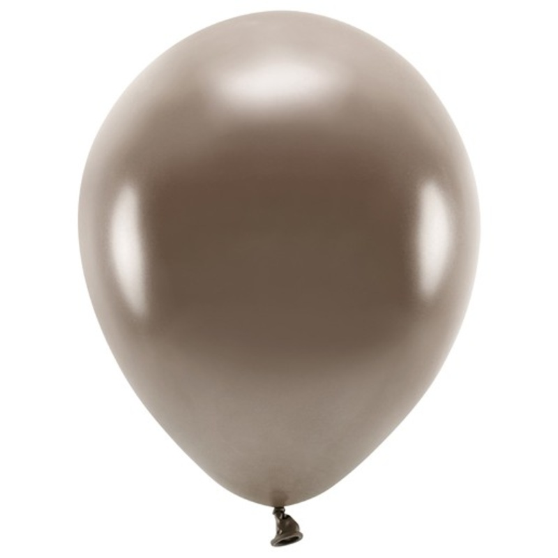 10 eco metallic balloons brown 26cm