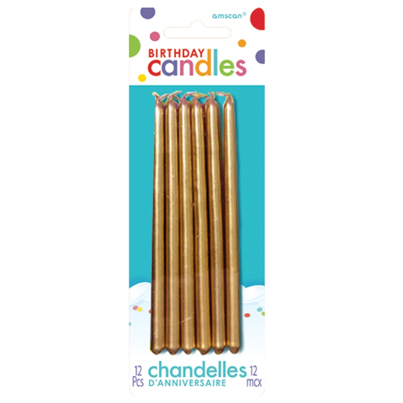 12 birthday candles Shiny Gold 12.7cm