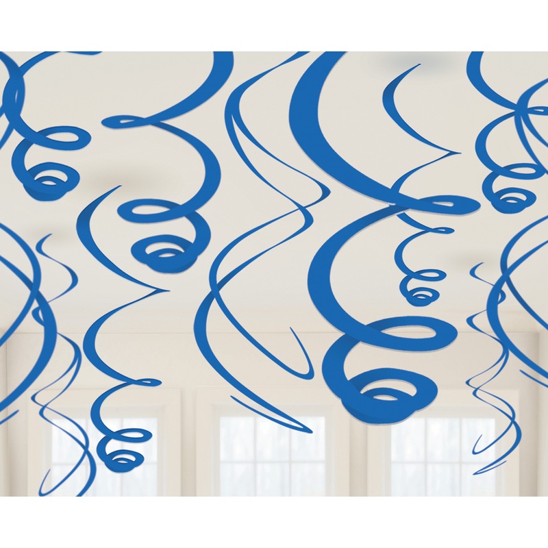 12 royal blue decorative spirals Fiesta 55cm