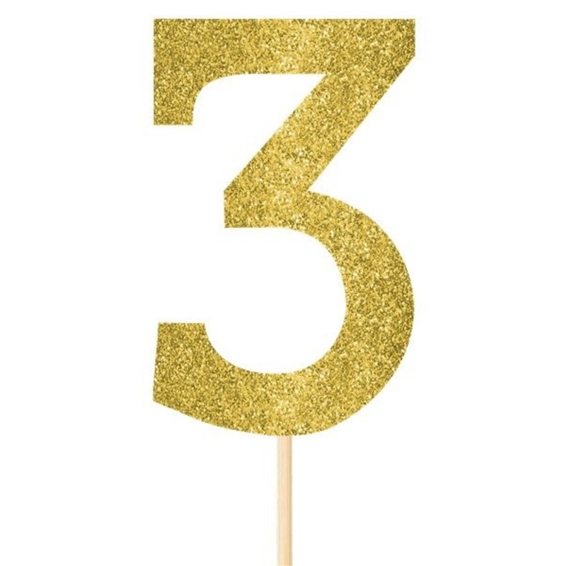 2 glittering cake decoration numbers 3