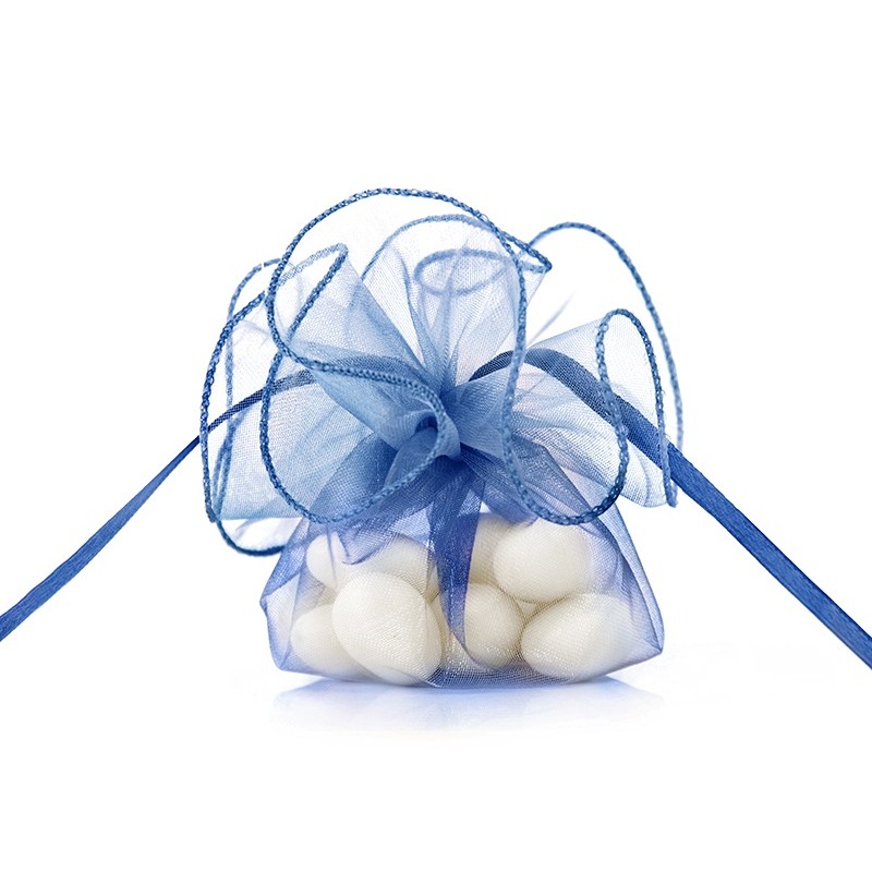 20 organza bags Flora royal blue 26cm