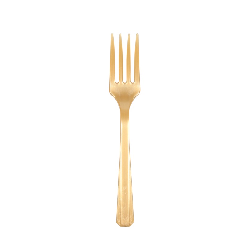 20 plastic forks in gold