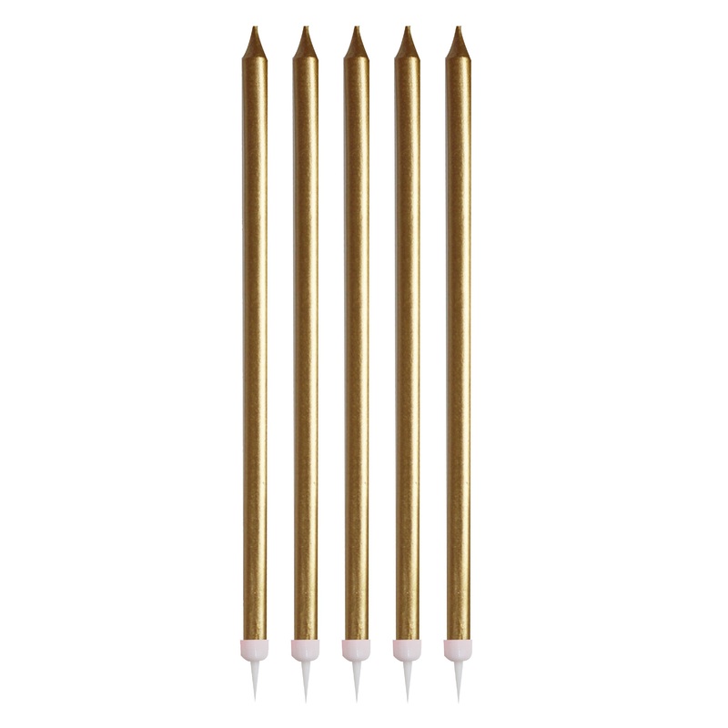24 golden mix & match cake candles 17cm