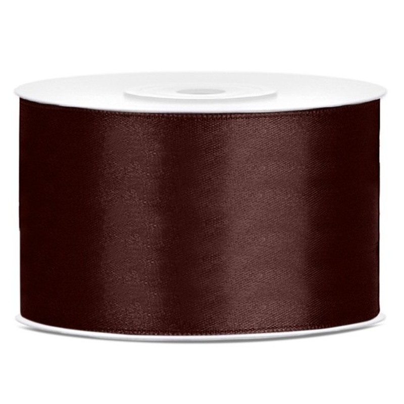 25m satin gift ribbon brown 38mm wide